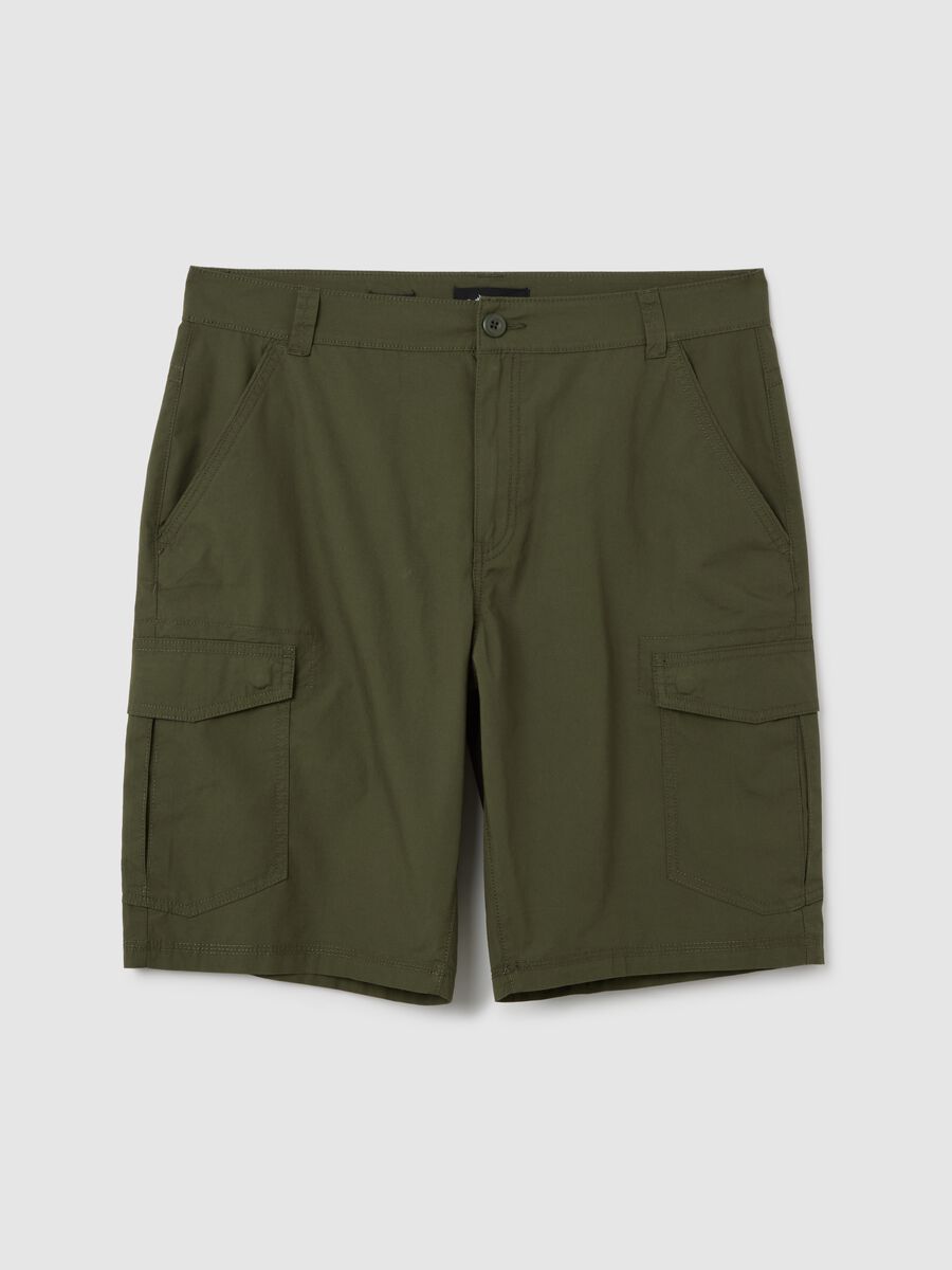 Men's green cotton cargo shorts regular fit_0