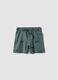 Green organic cotton shorts with palm print_0
