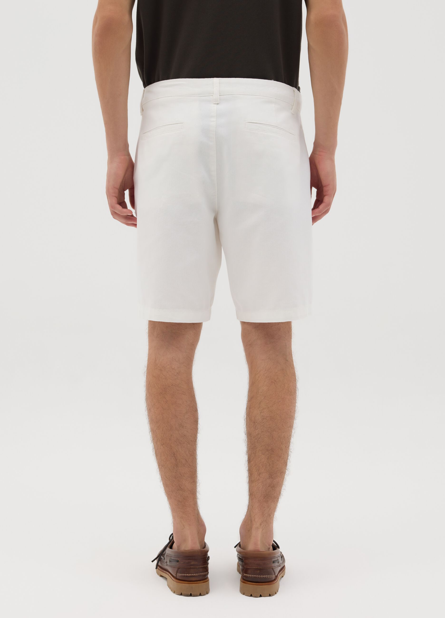 Shorts chino da uomo in puro cotone bianco regular fit