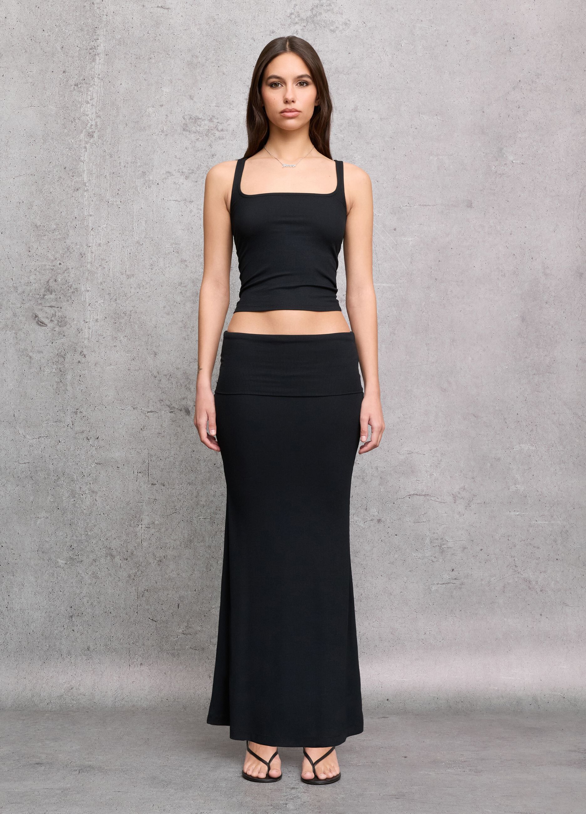 Black Square-Neck Tank Top