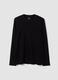 T-shirt nera a maniche lunghe in puro cotone organico con girocollo_0