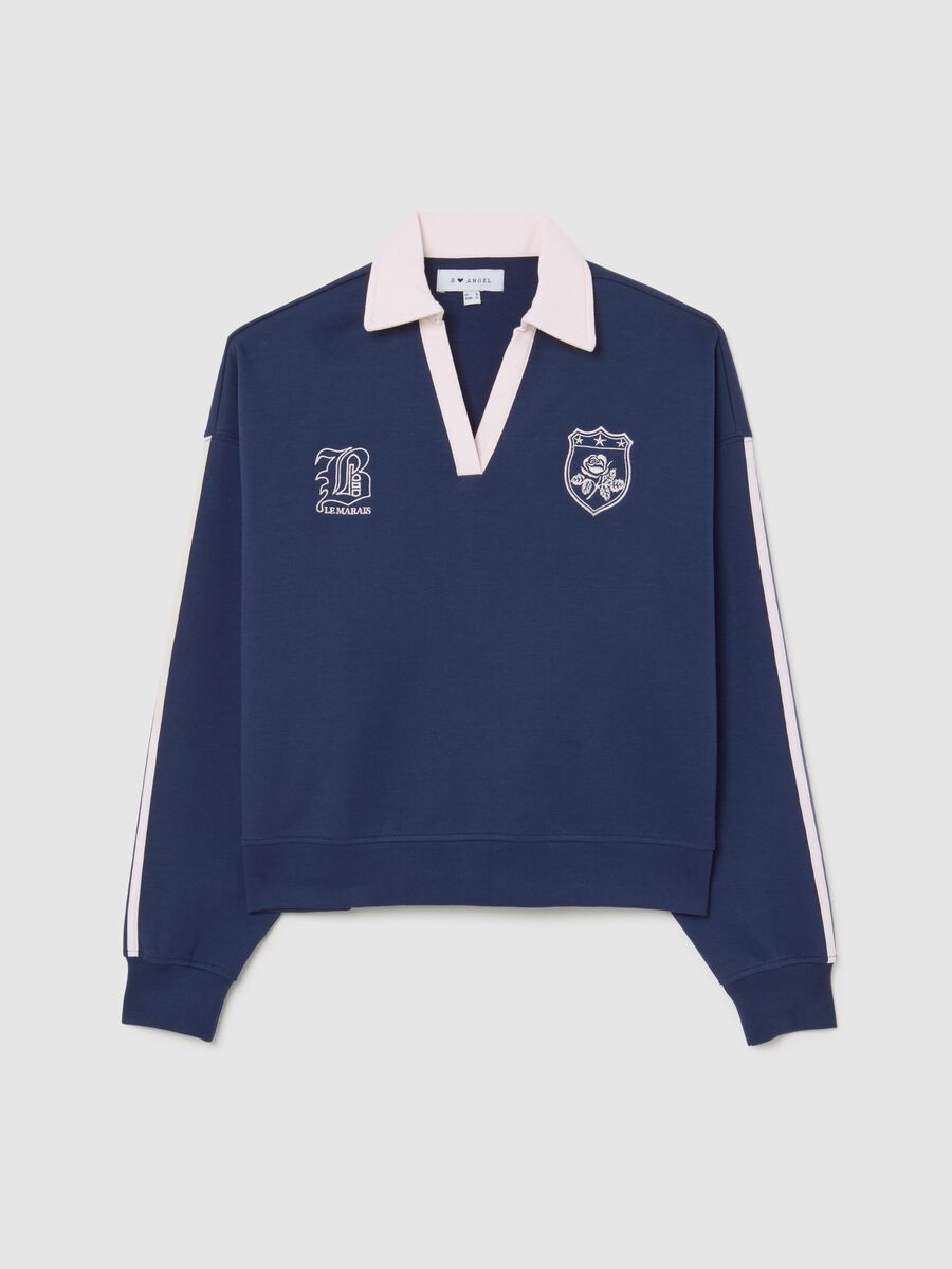 Blue regular fit cotton blend sweatshirt_4