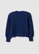 Girls' regular fit deep V blue pure cotton braided cardigan_4