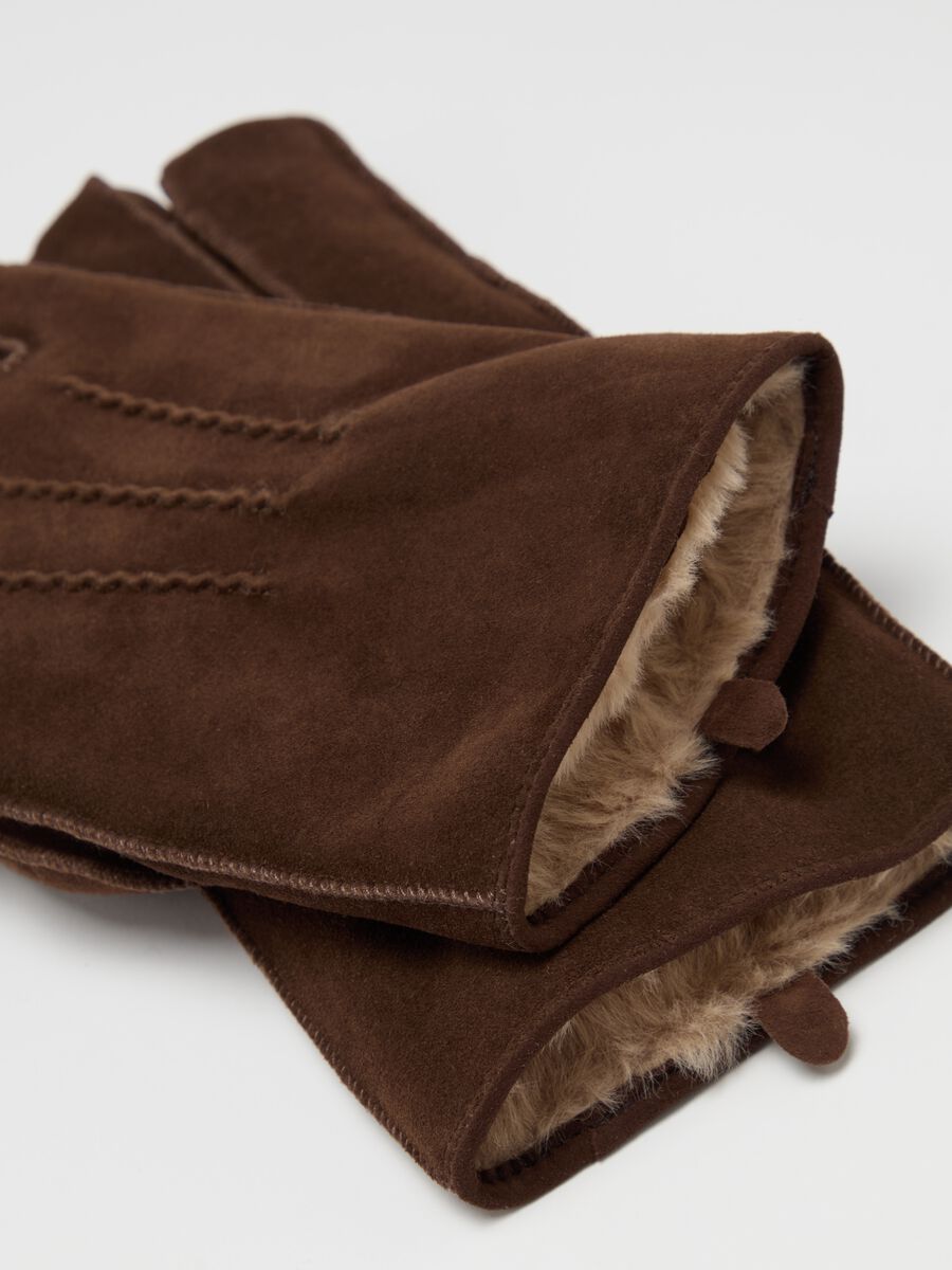 Leather gloves with faux fur_2