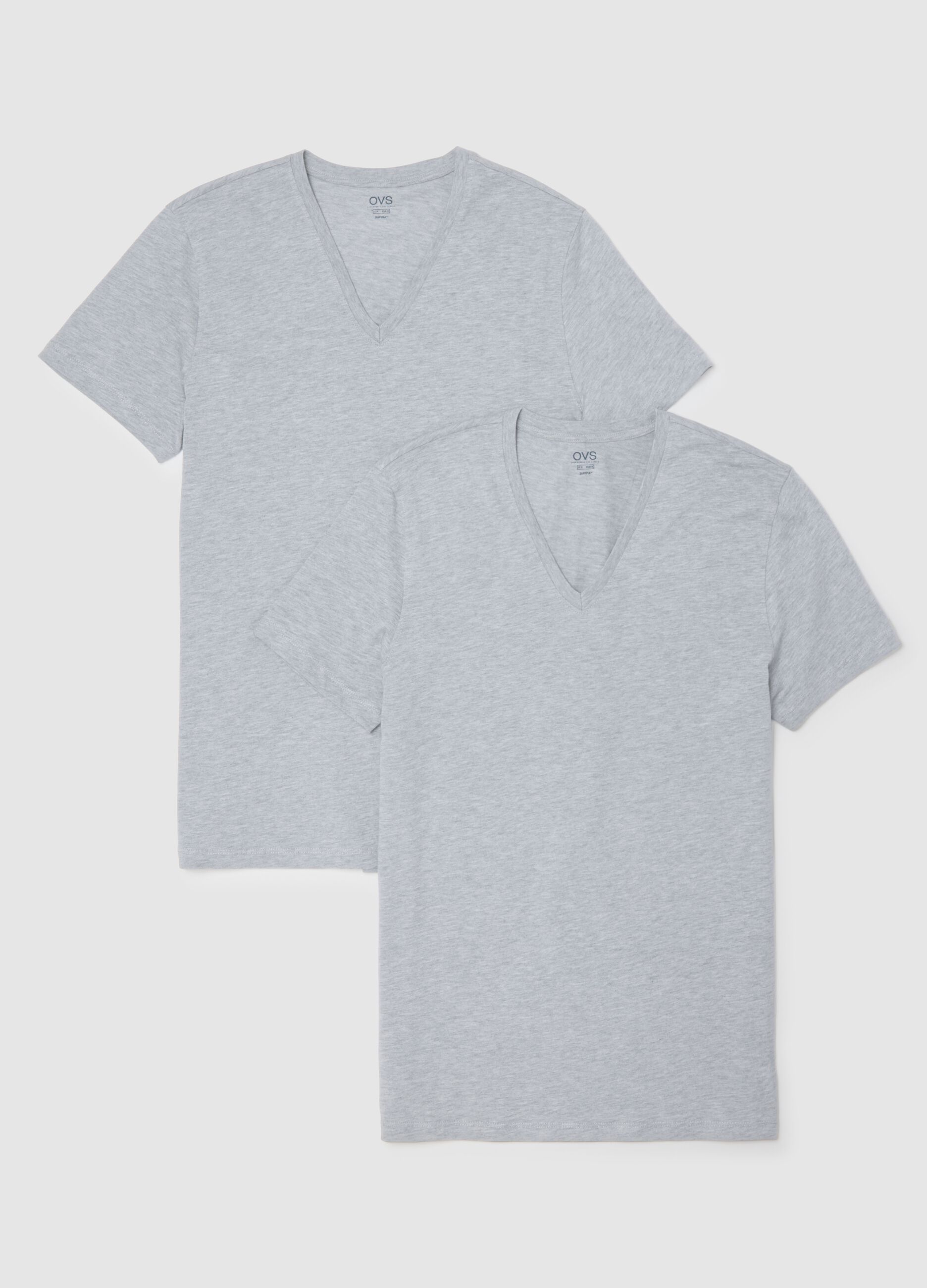 Bipack di t-shirt in puro cotone grigie regular fit