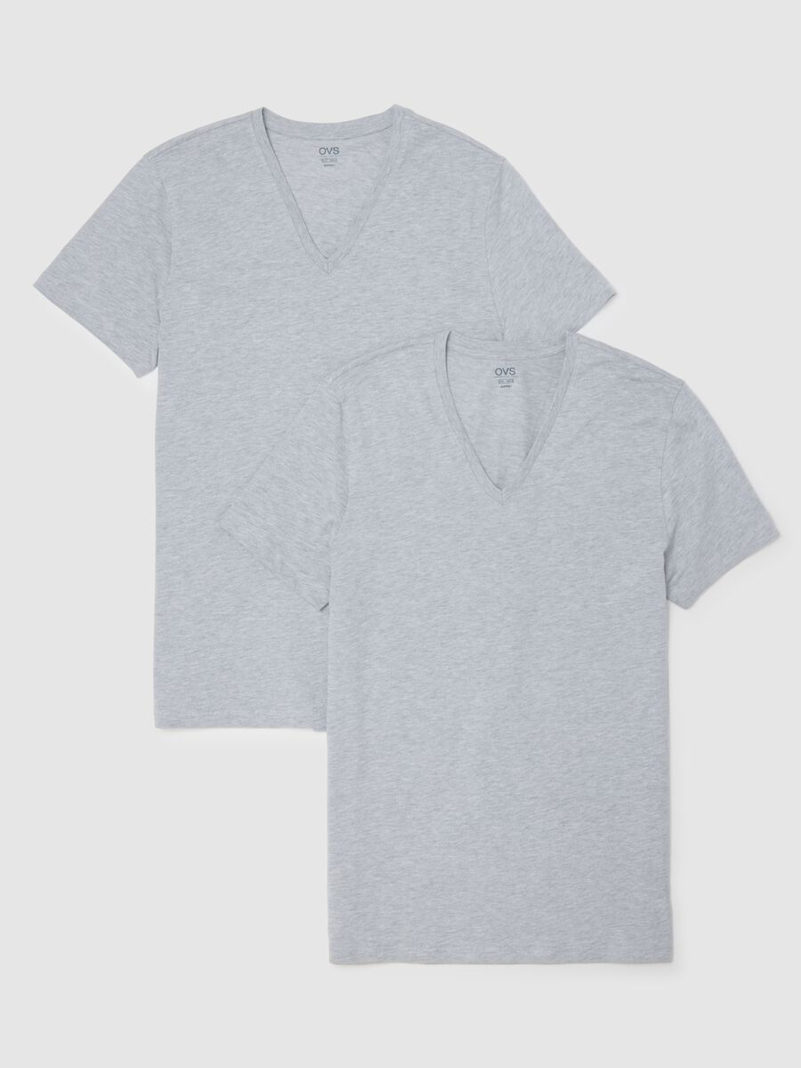 Bipack di t-shirt in puro cotone grigie regular fit_4