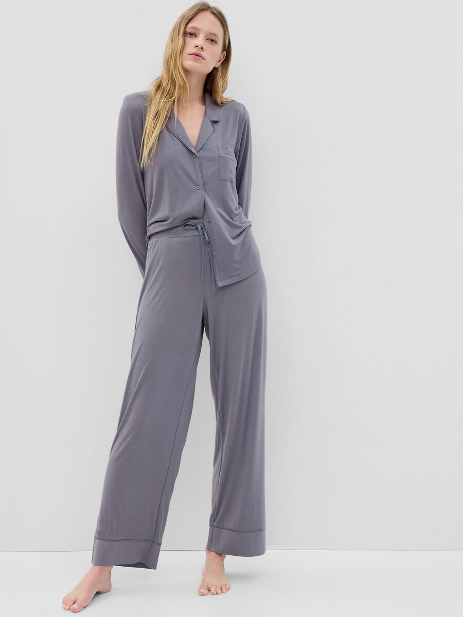 Full-length pyjama bottoms with contrasting piping_1