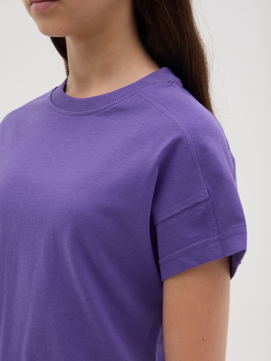 T-shirt da ragazza in puro cotone viola regular fit_2