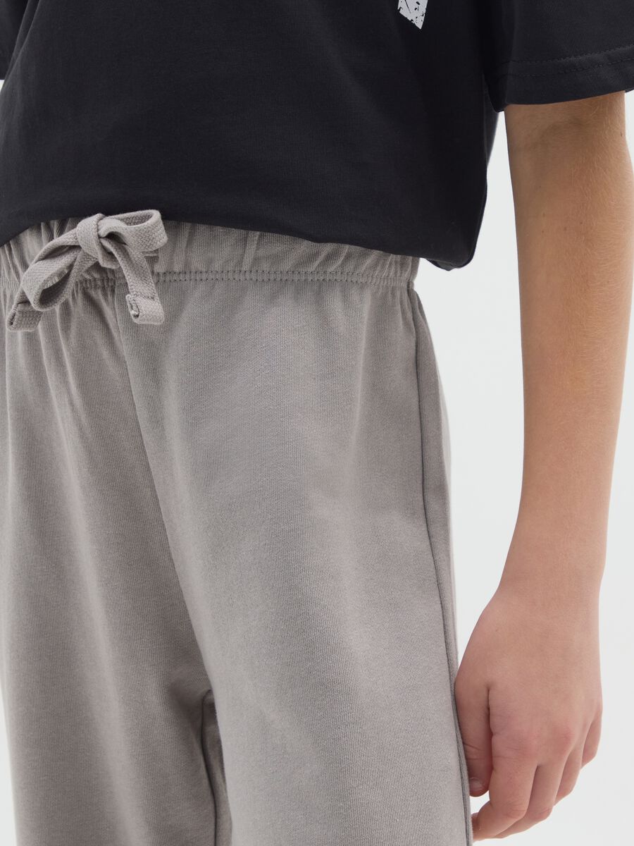 Jogger da ragazzo in puro cotone grigio regular fit_2