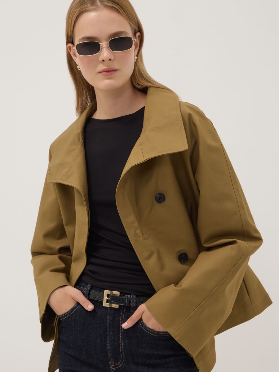 Giacca verde in puro cotone con bottoni regular fit_0