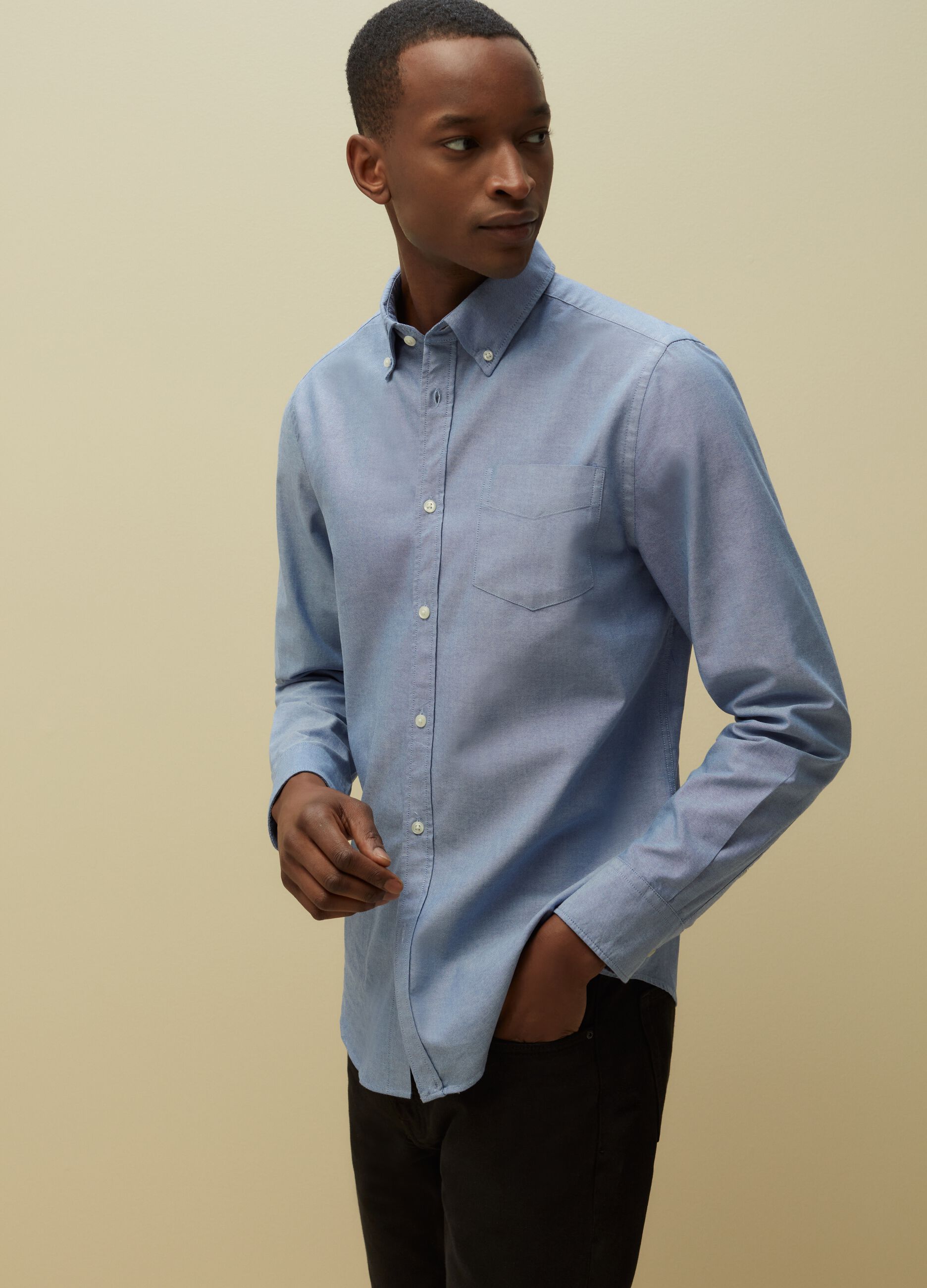 Camicia regular fit in cotone oxford Azzurro oxford PIOMBO da Uomo