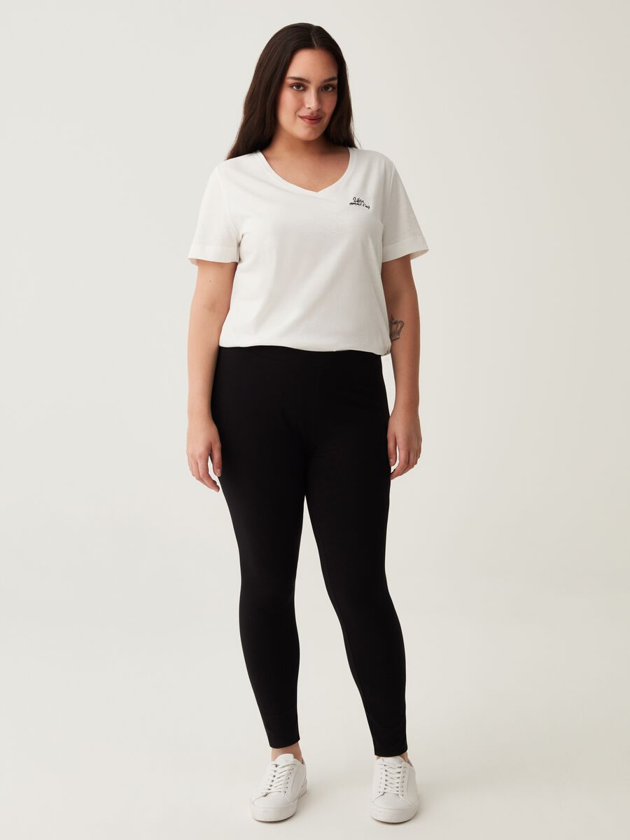 Leggings in cotone stretch tinta unita Curvy_0
