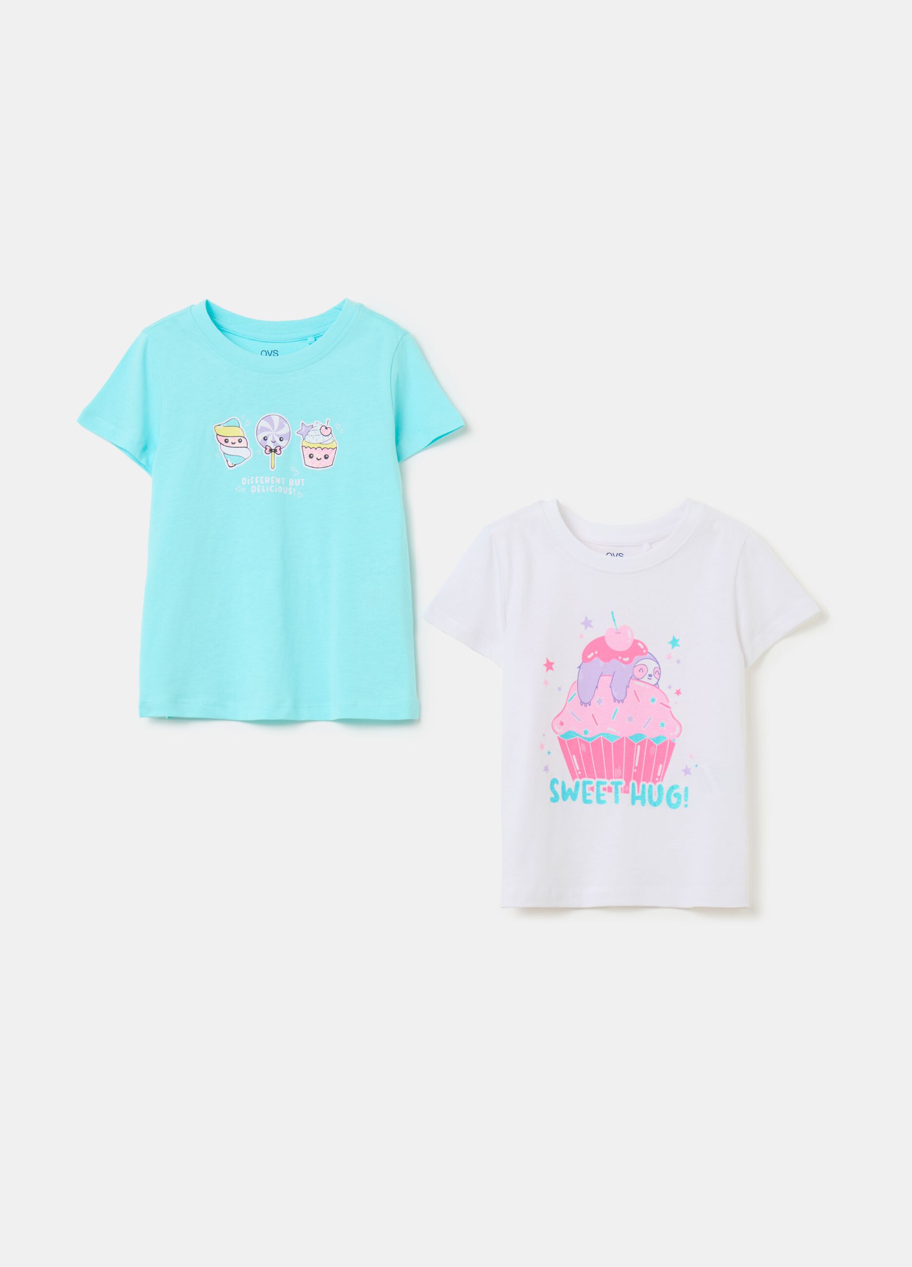Two-pack cotton T-shirts with print