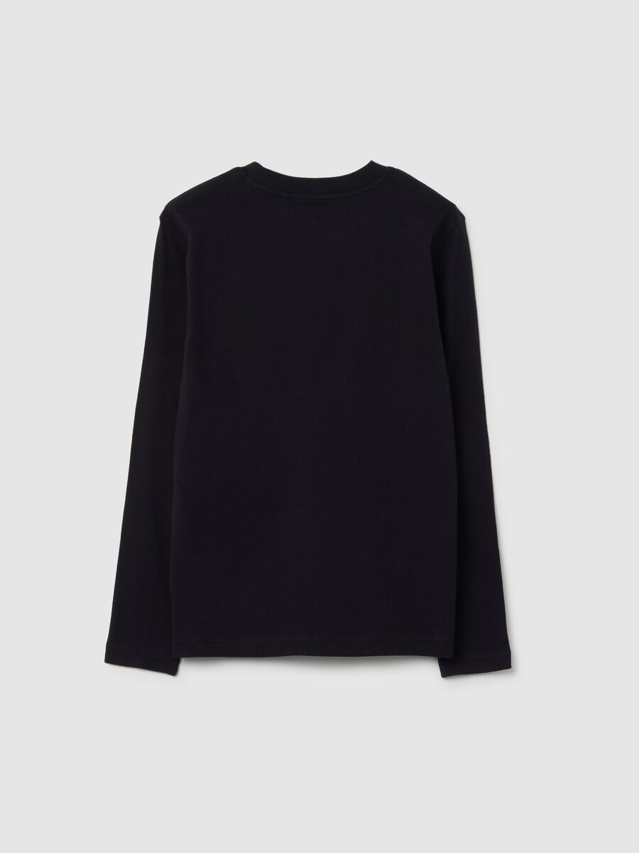 T-shirt da ragazzo in puro cotone nero regular fit_1