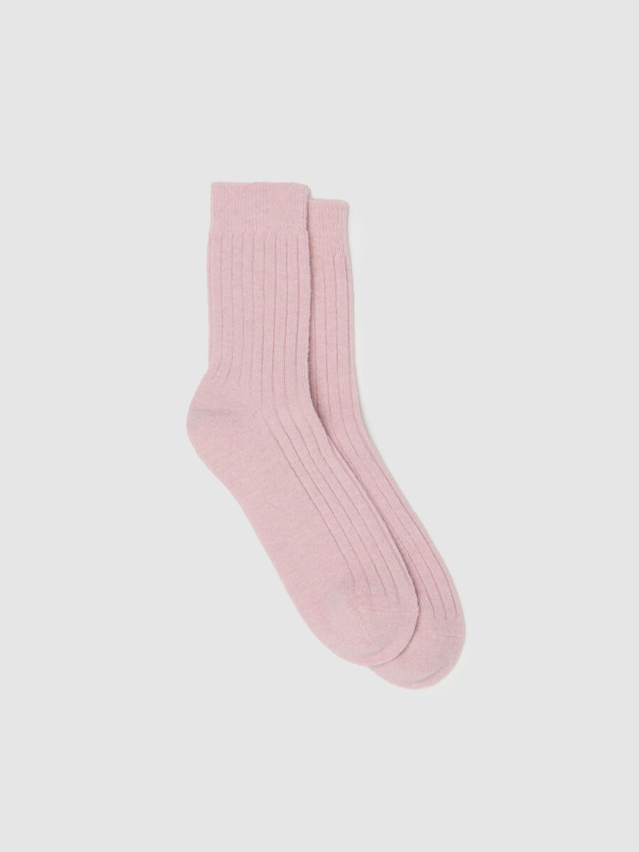 Long Pink Socks in Wool and Cashmere Blend_0