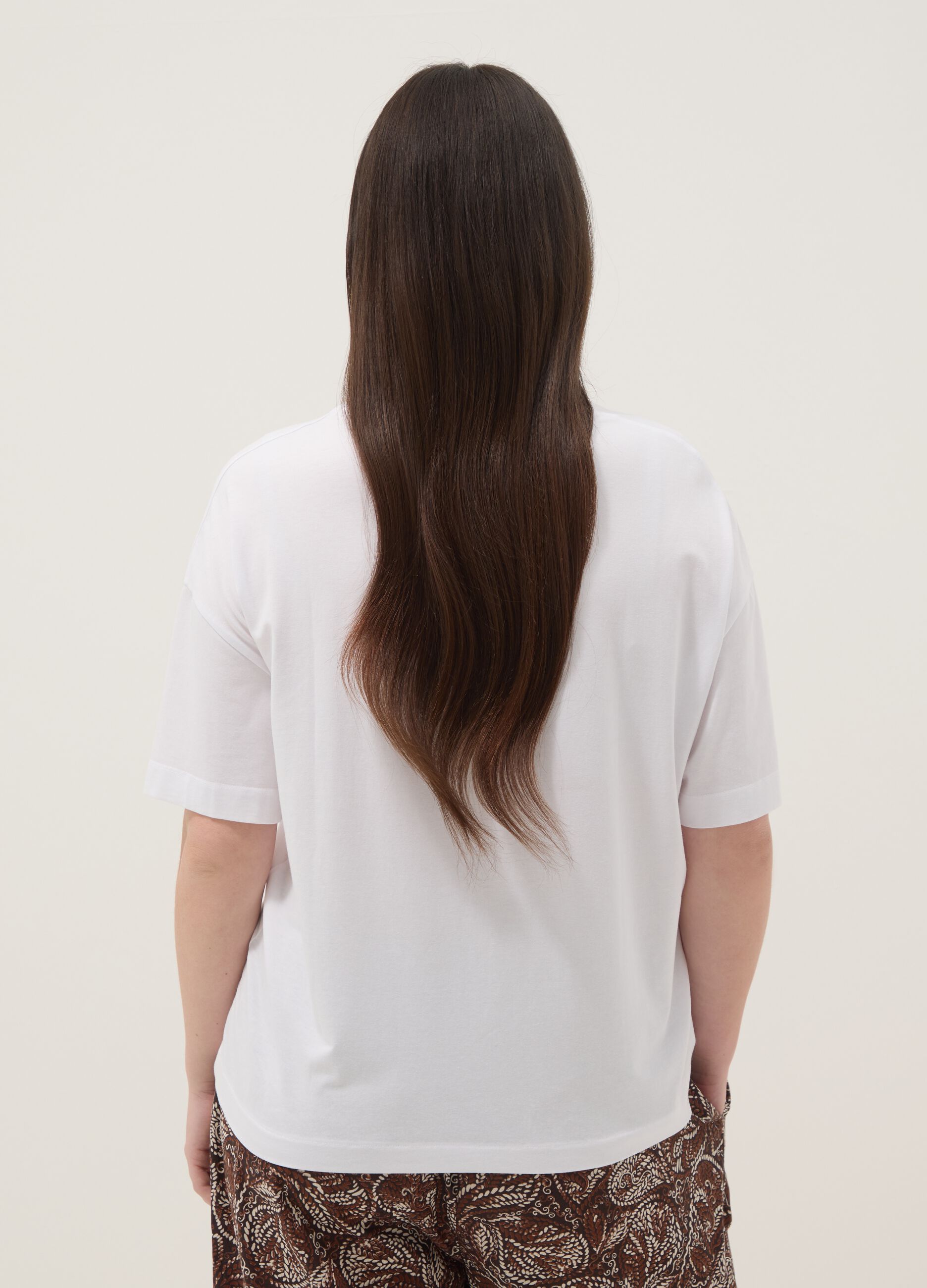 White cotton and stretch modal regular-fit T-shirt