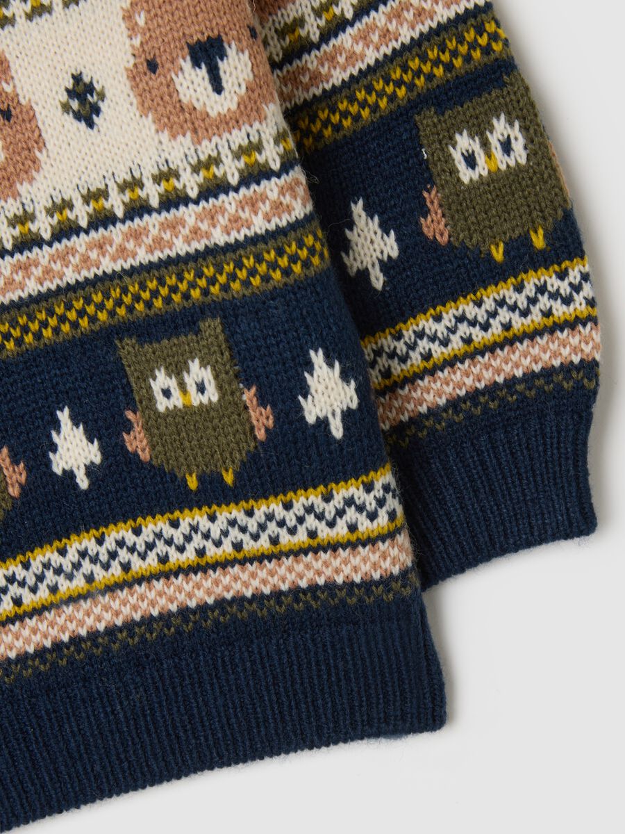 Blue Sweater with Jacquard Pattern_2