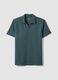 Blue stretch cotton short-sleeve polo shirt_0