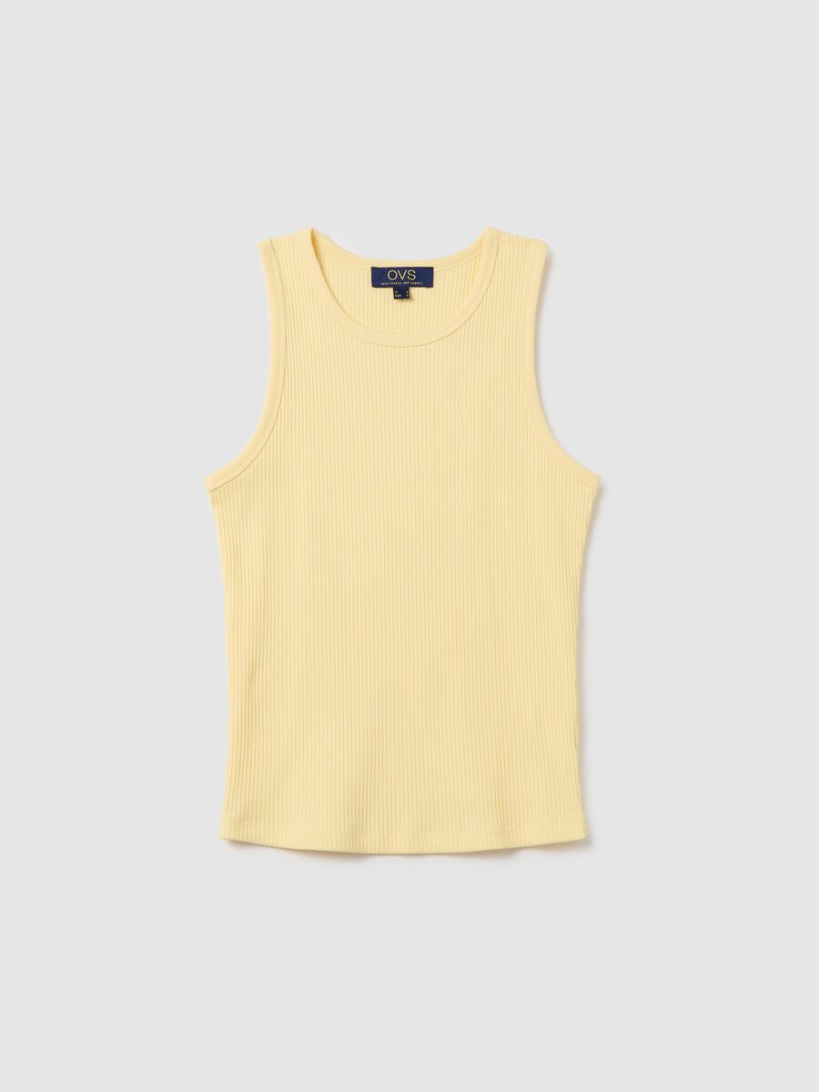 Yellow cotton tank top_4