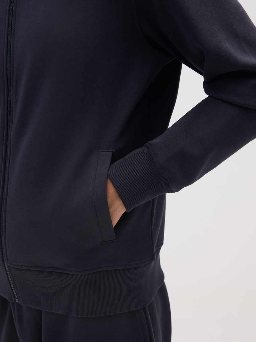 Felpa in misto cotone blu con zip_3