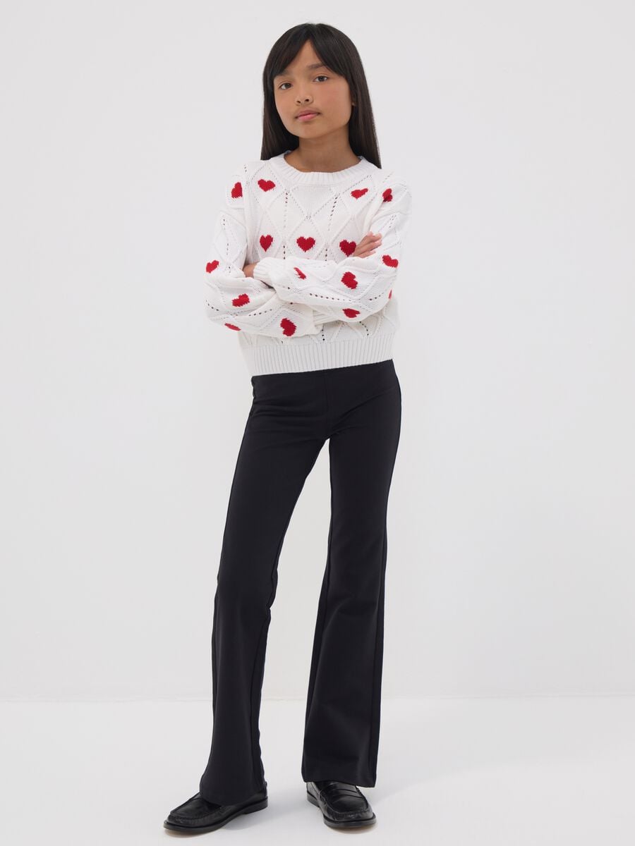 Treggings neri flare fit in cotone elasticizzato per ragazza_0