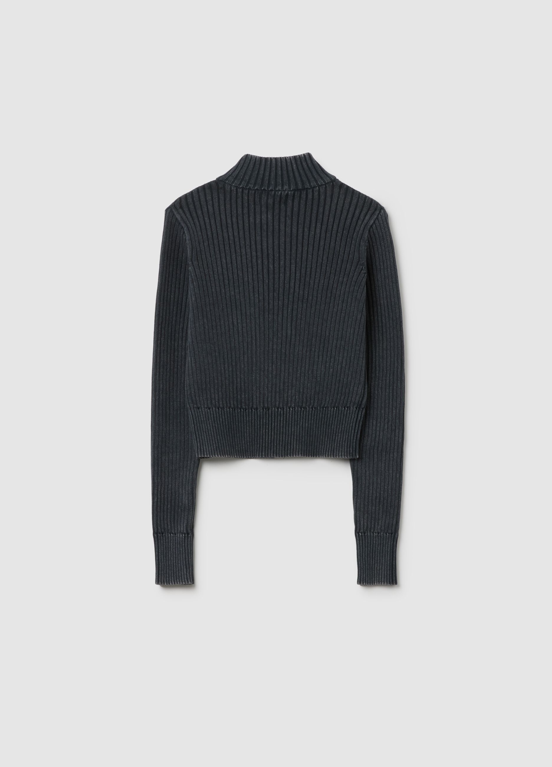 Cardigan da ragazza in puro cotone grigio fitted
