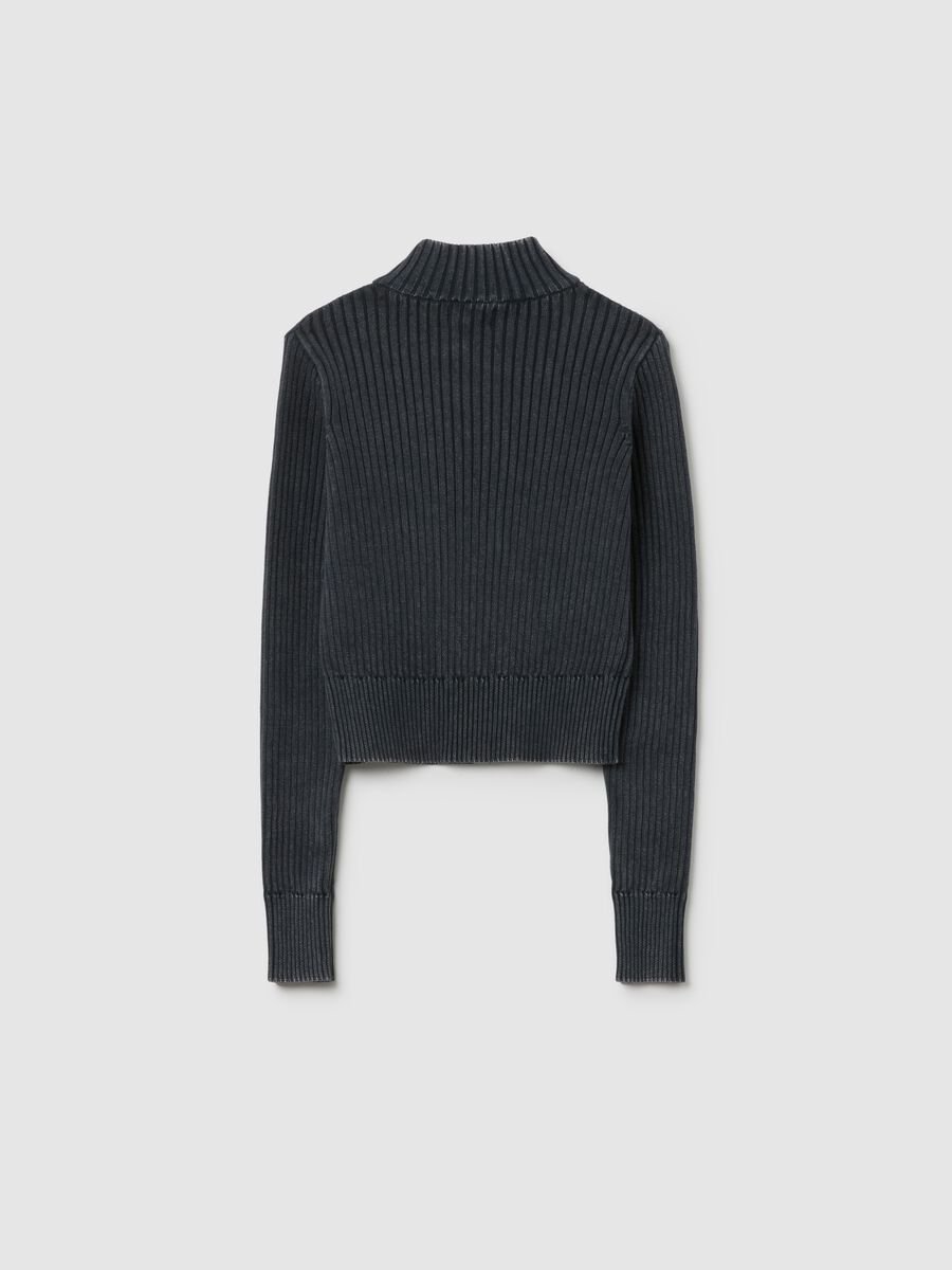 Cardigan da ragazza in puro cotone grigio fitted_1