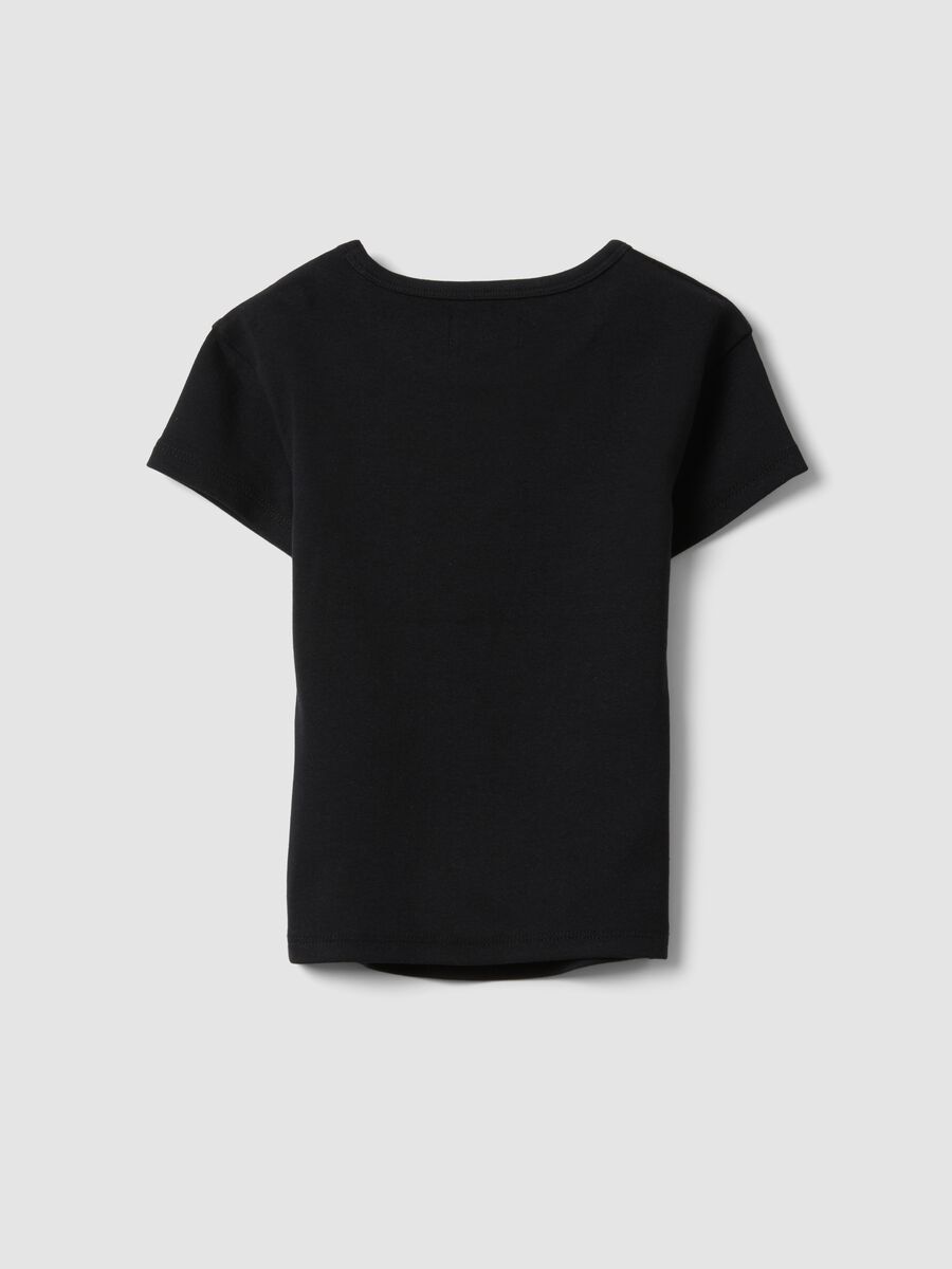 Girls&rsquo; black fitted stretch-cotton T-shirt_1