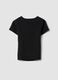 T-shirt fitted in cotone elasticizzato nera da ragazza_1