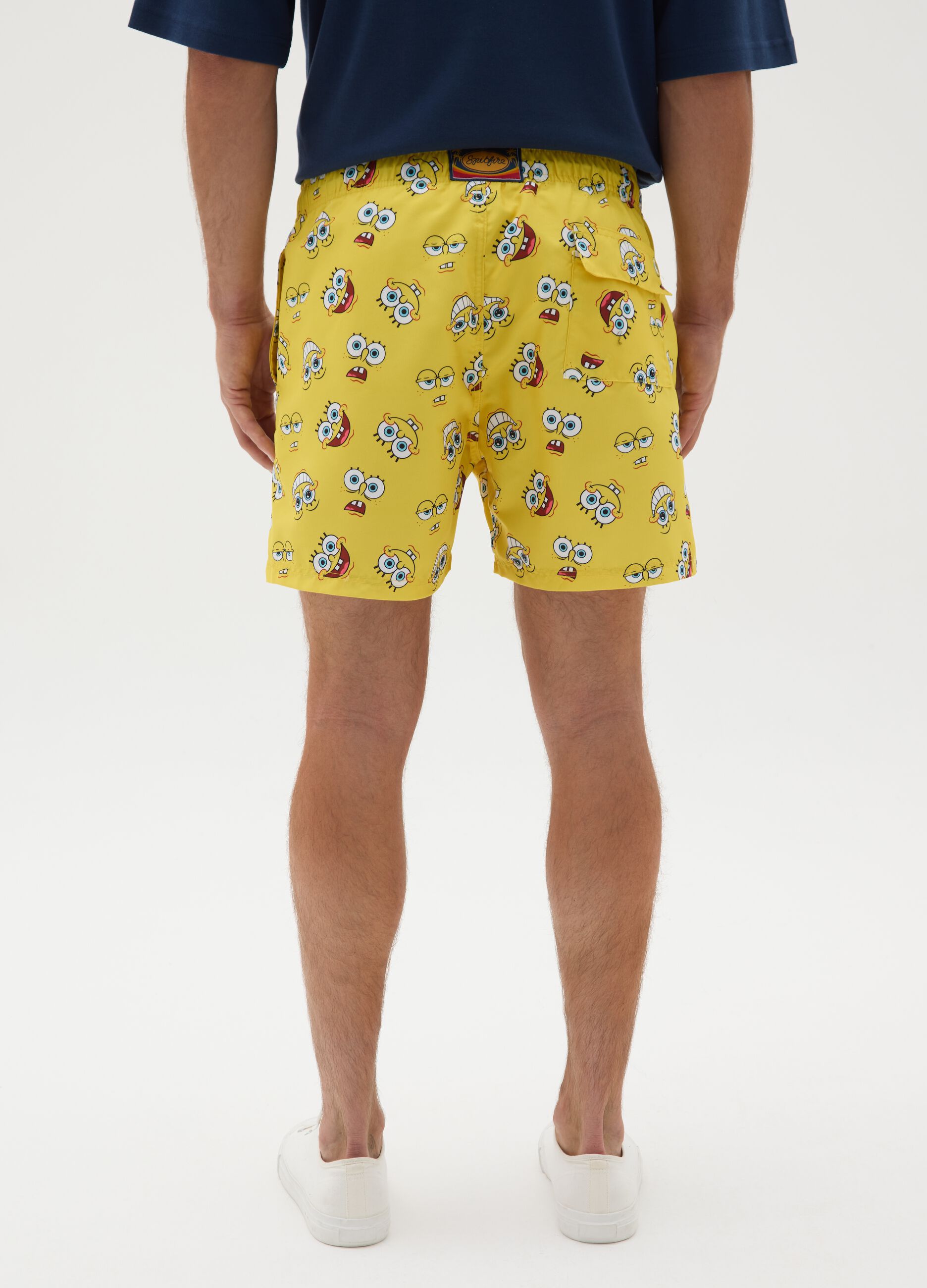 Yellow Kids' Fabric Shorts with Spongebob
