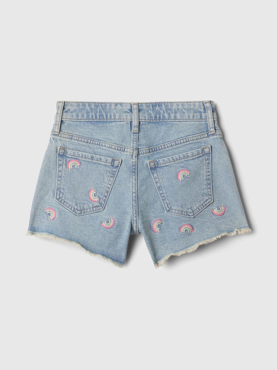 Denim shorts with rainbow embroidery_4