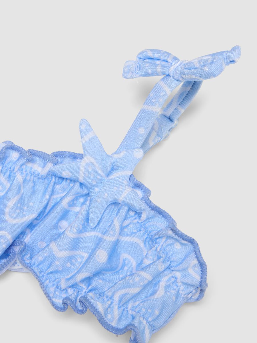 Sky-blue stretch bikini with frills_2