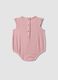 Pink pure cotton baby bodysuit with ruffle sleeves_1