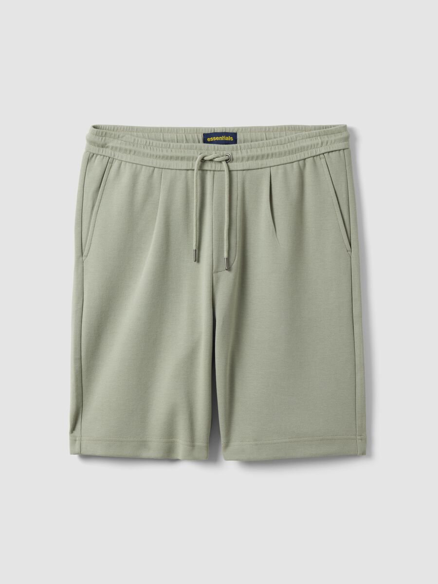 Shorts in puro cotone verde regular fit con coulisse_4