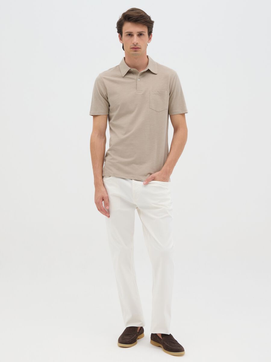 Men's Beige Pure Cotton Polo Regular Fit_1