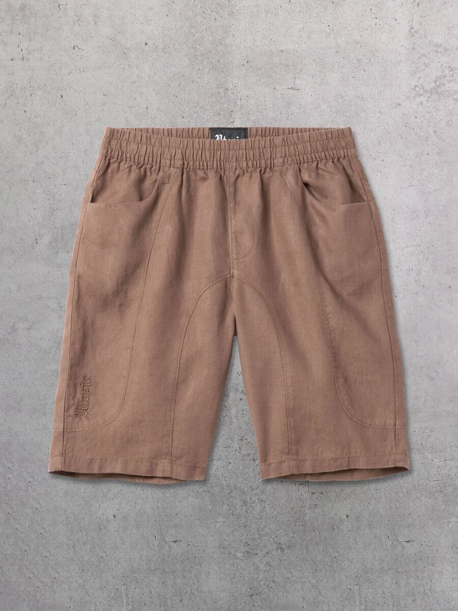 100% Linen Shorts Mocha_6