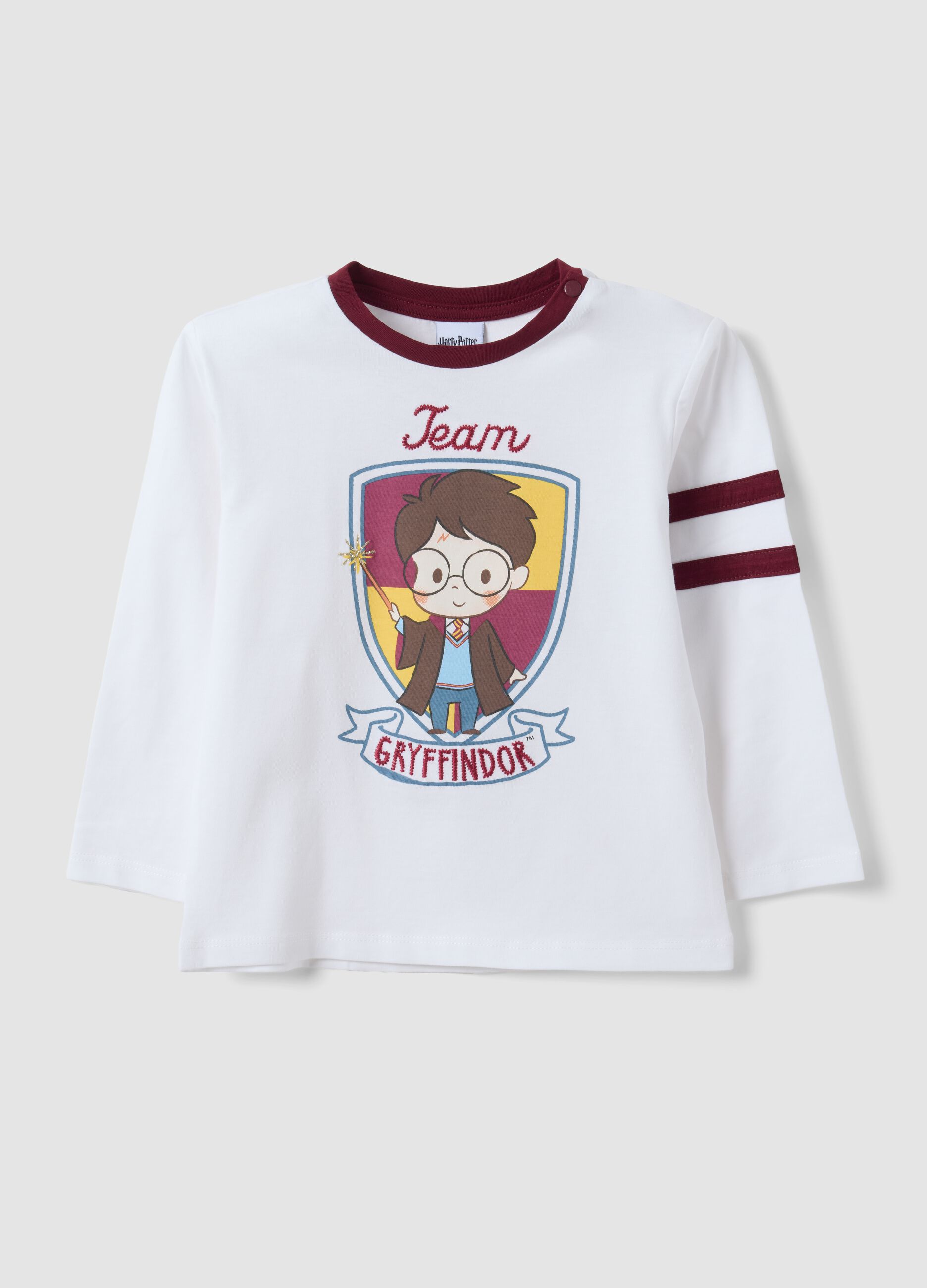White pure cotton Harry Potter print T-shirt for boys