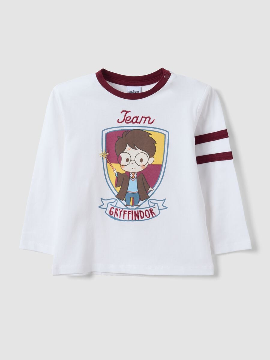 T-shirt bianca in puro cotone con stampa Harry Potter per bimbo_0