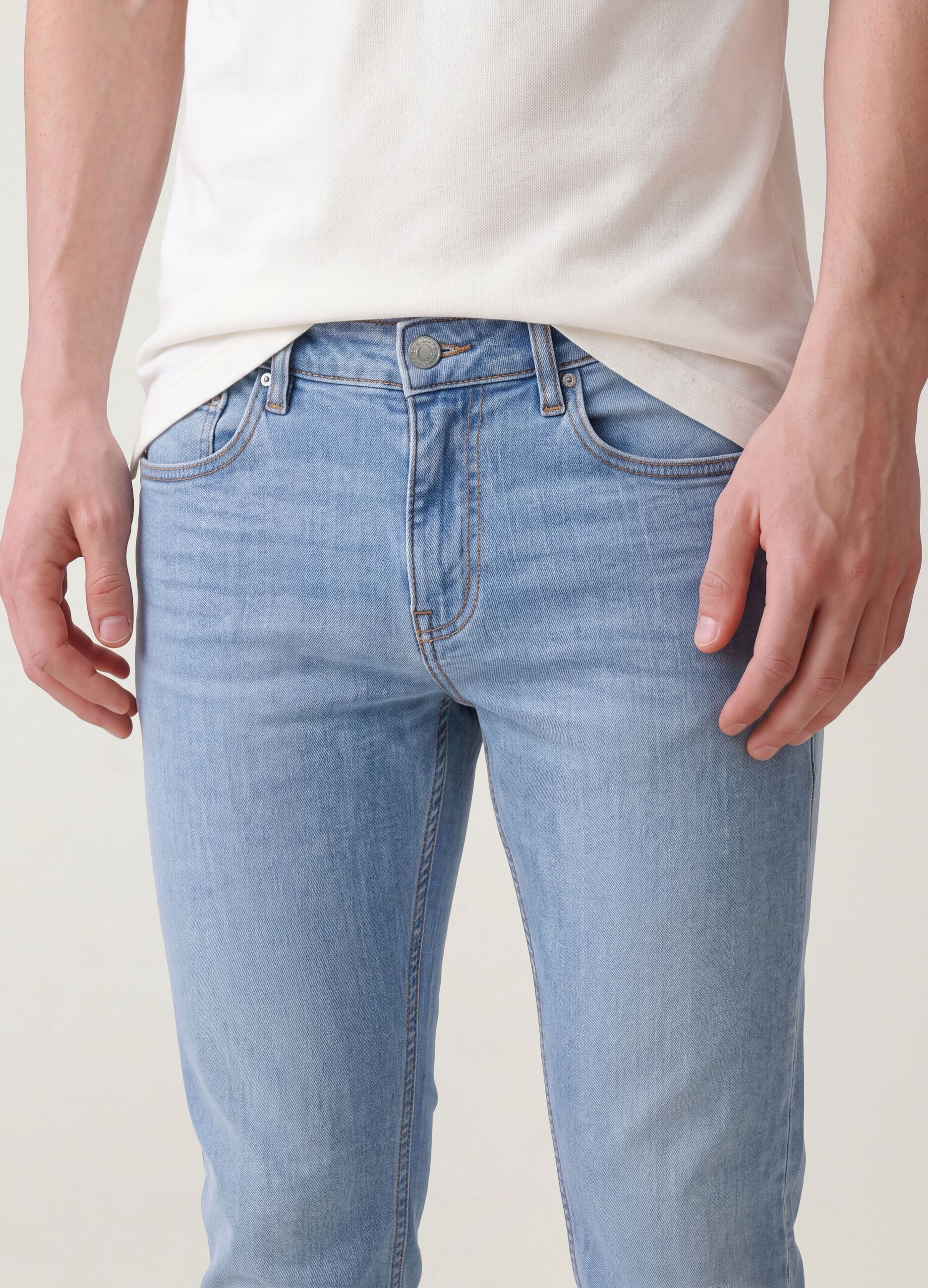 Light blue skinny stretch cotton jeans