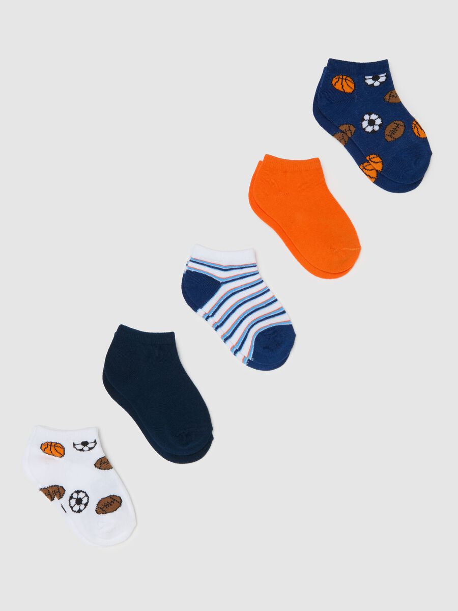 Five-pair pack shoe liners with balls and stripes design_0