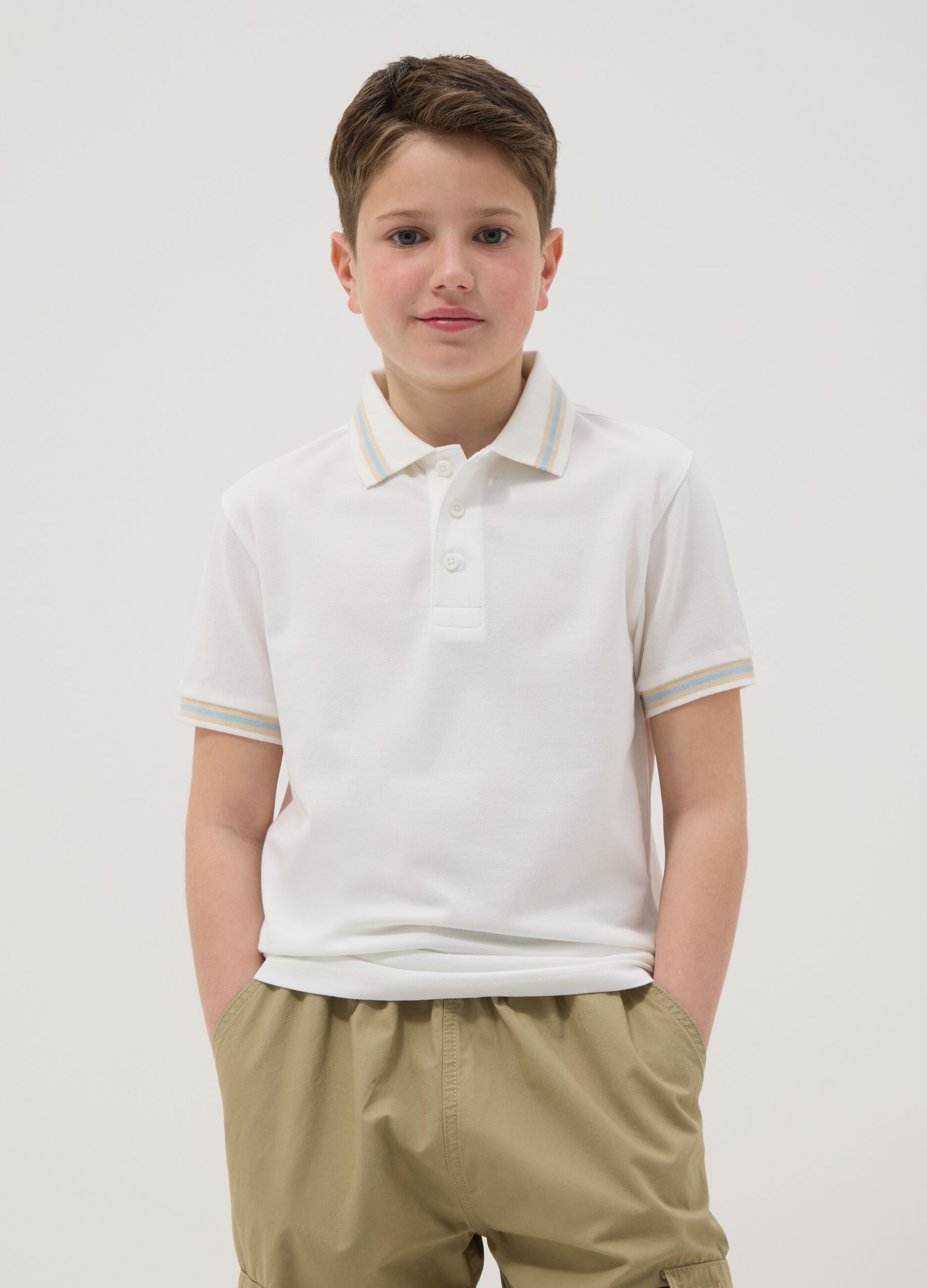 Boys' regular fit pure cotton white polo