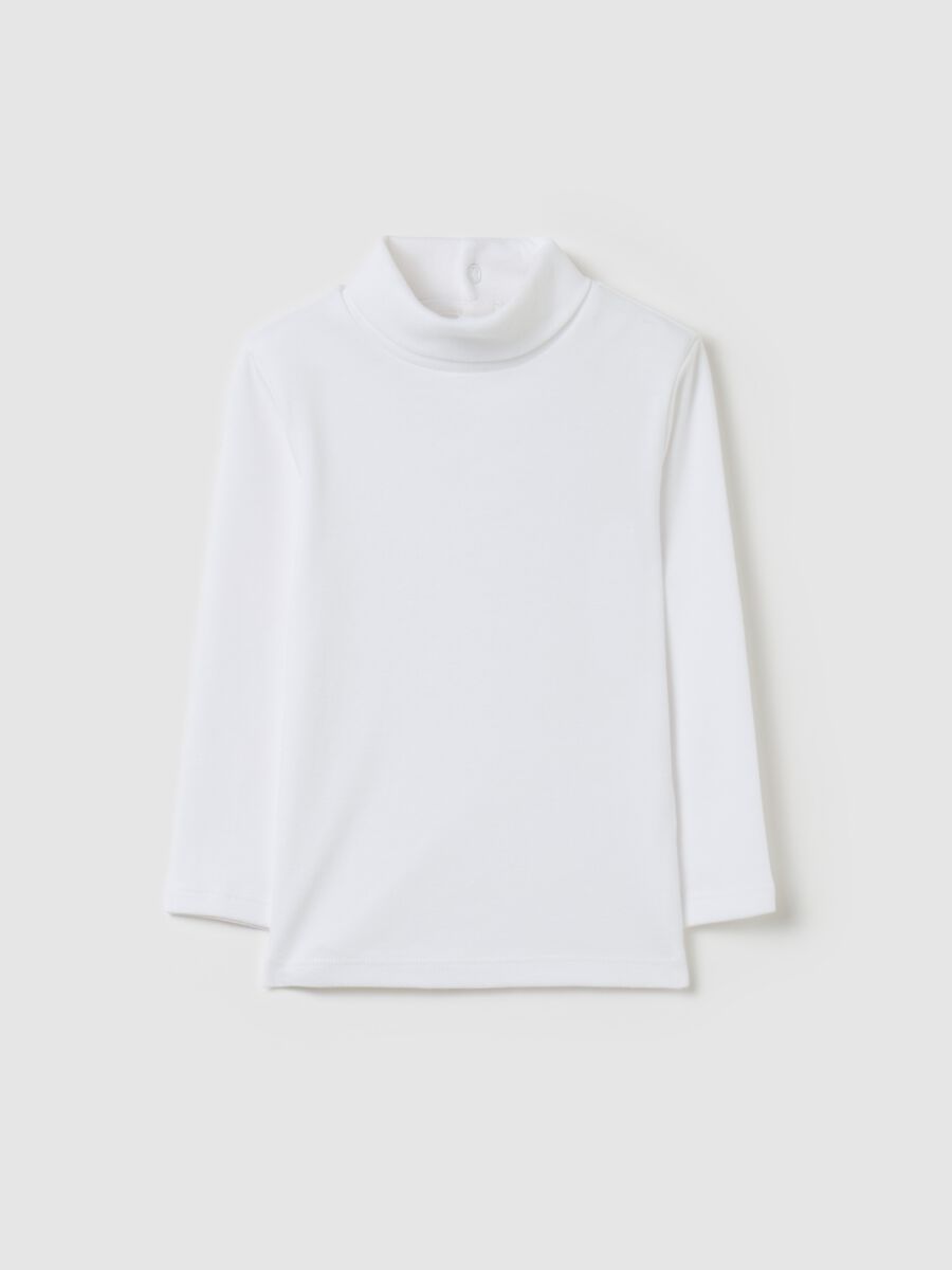 Cotton T-shirt with high neck_0