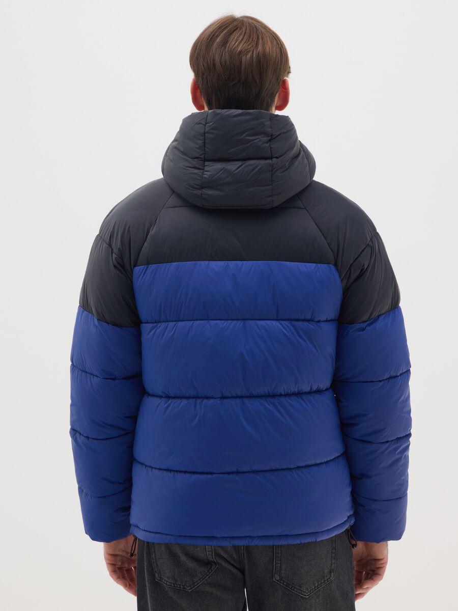 Blue padded jacket with hood and zip_2