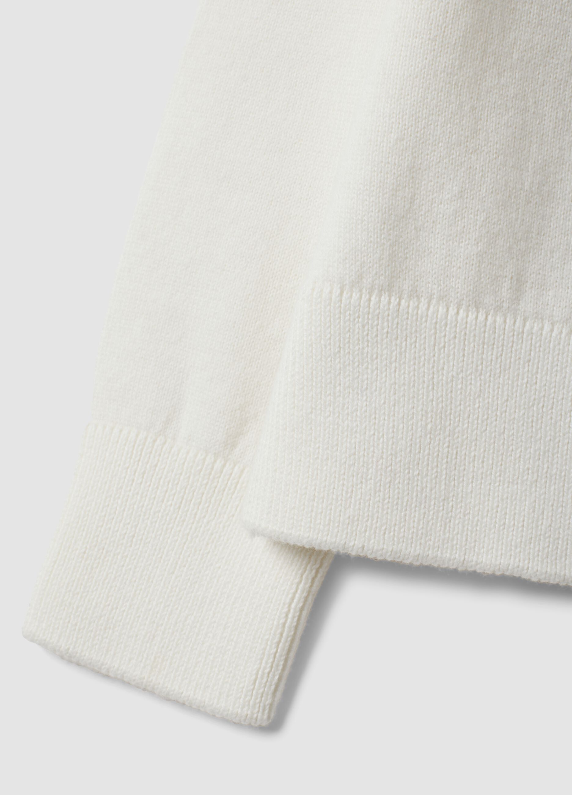 White cotton-blend crew-neck cardigan, regular fit, for girls