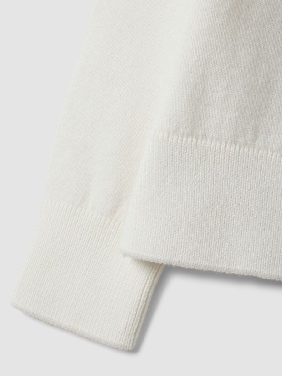 Cardigan bianco in misto cotone a girocollo regular fit per bambina_2