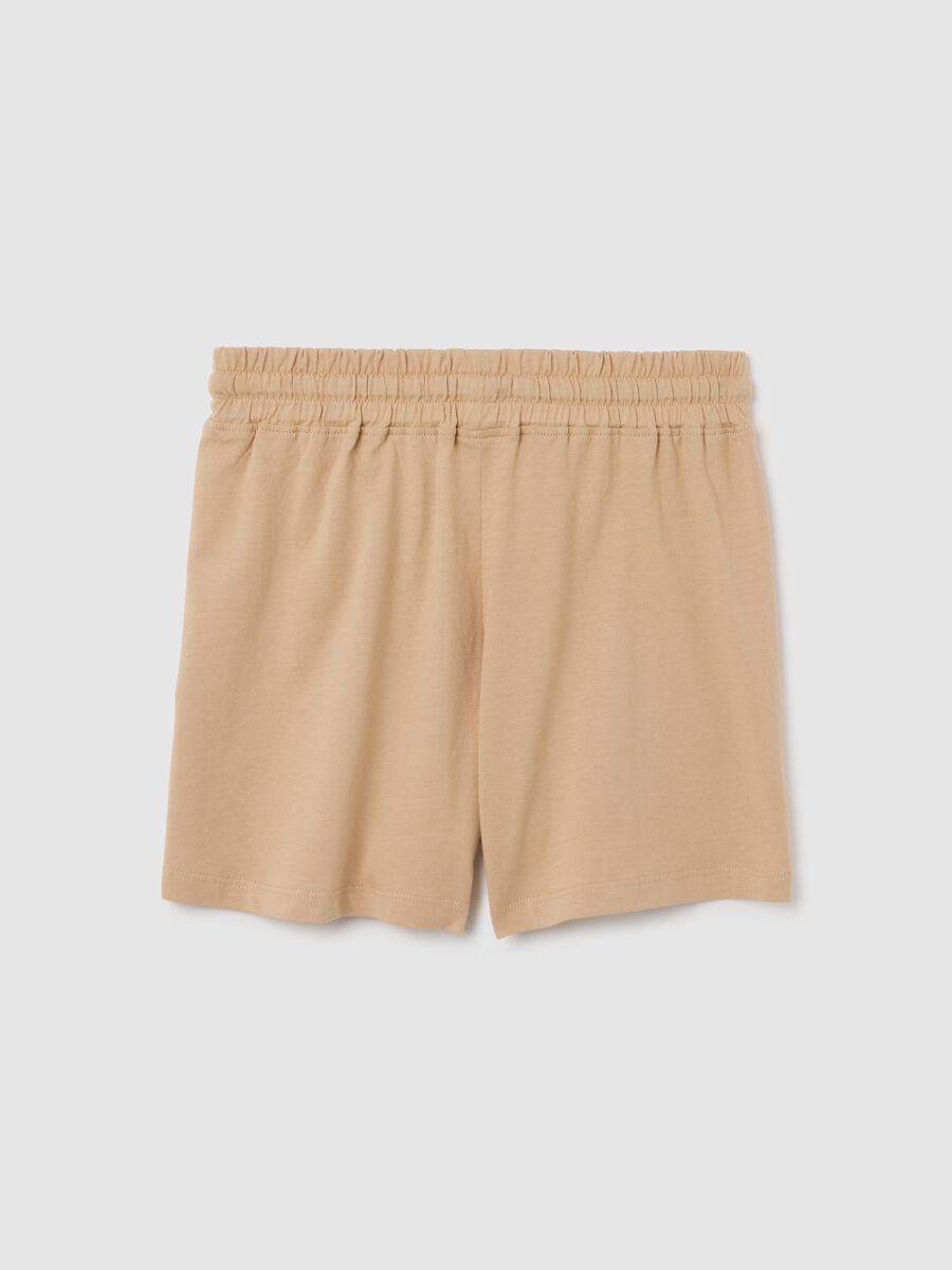 Short da ragazze in puro cotone beige regular fit_4