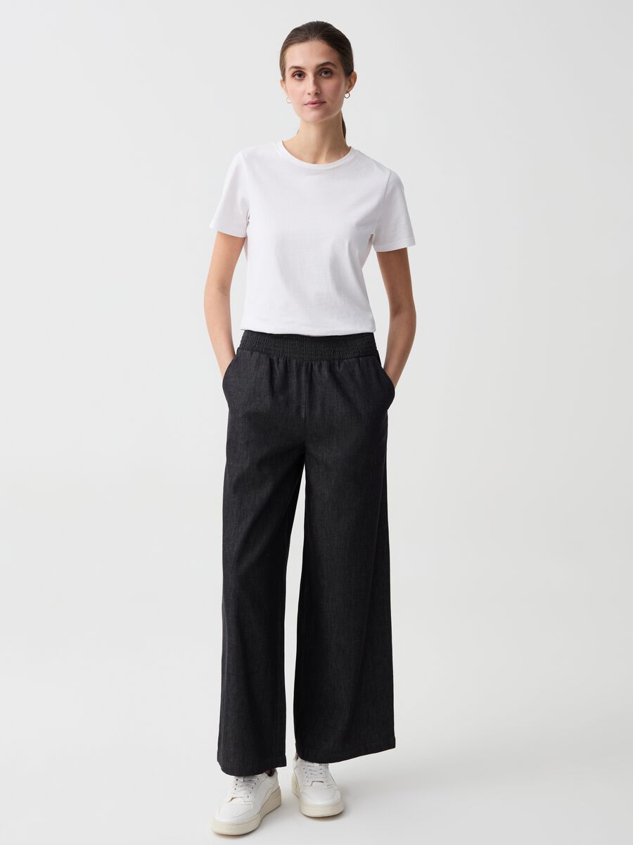 Wide-leg jeans in fluid fabric_0