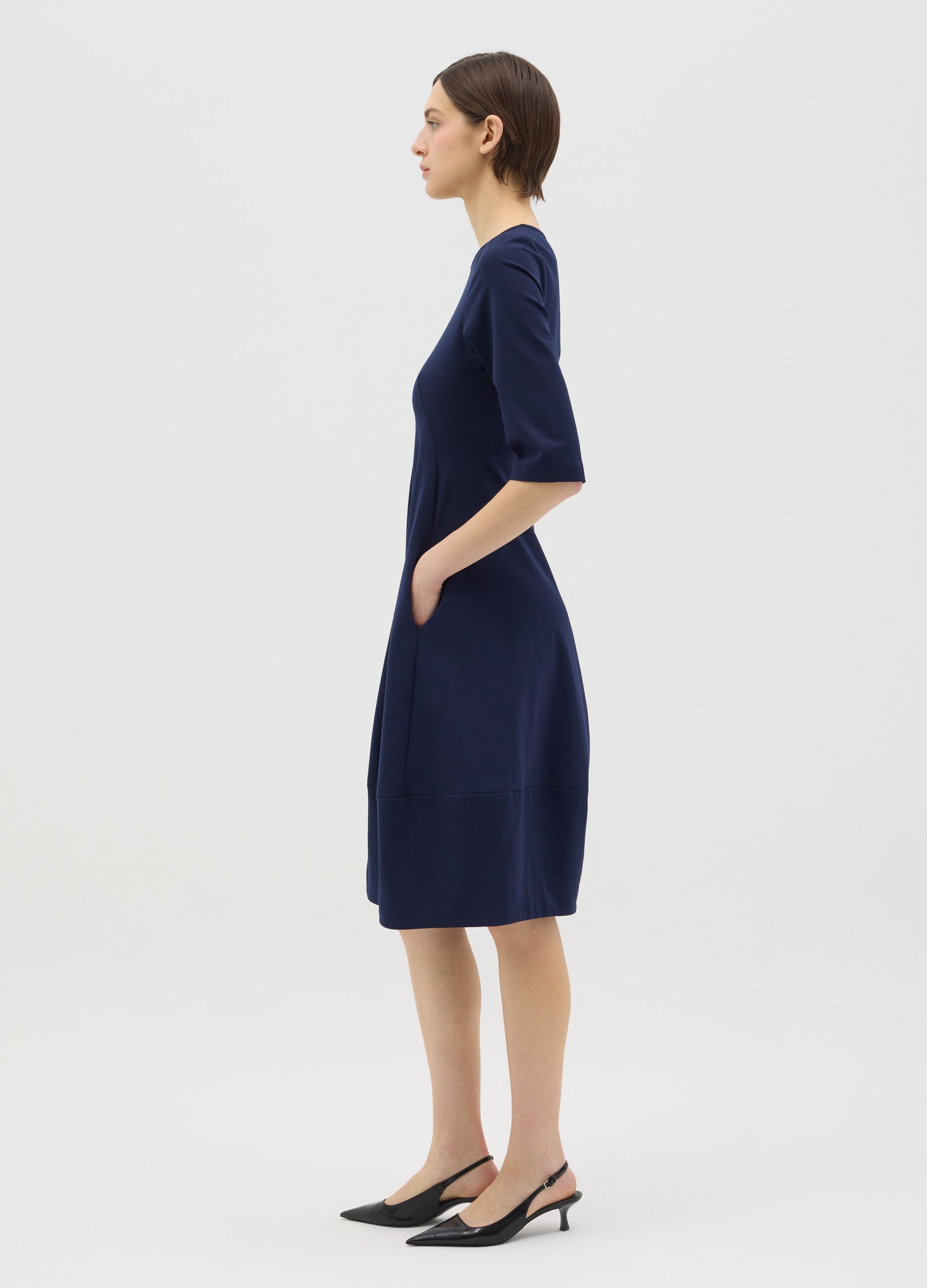 Blue midi dress with pockets