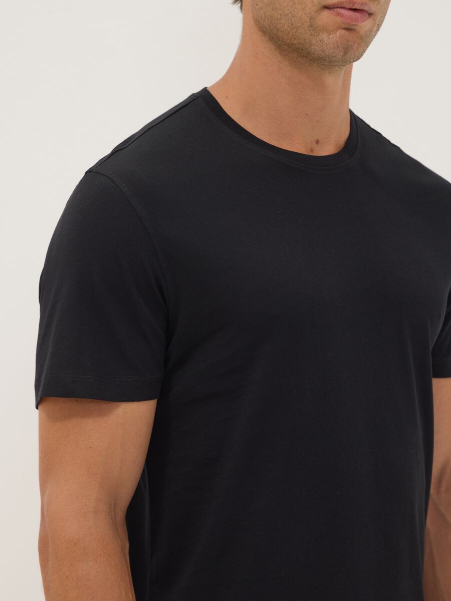 Two-pack of black crew-neck T-shirts in pure extra-fine cotton_2