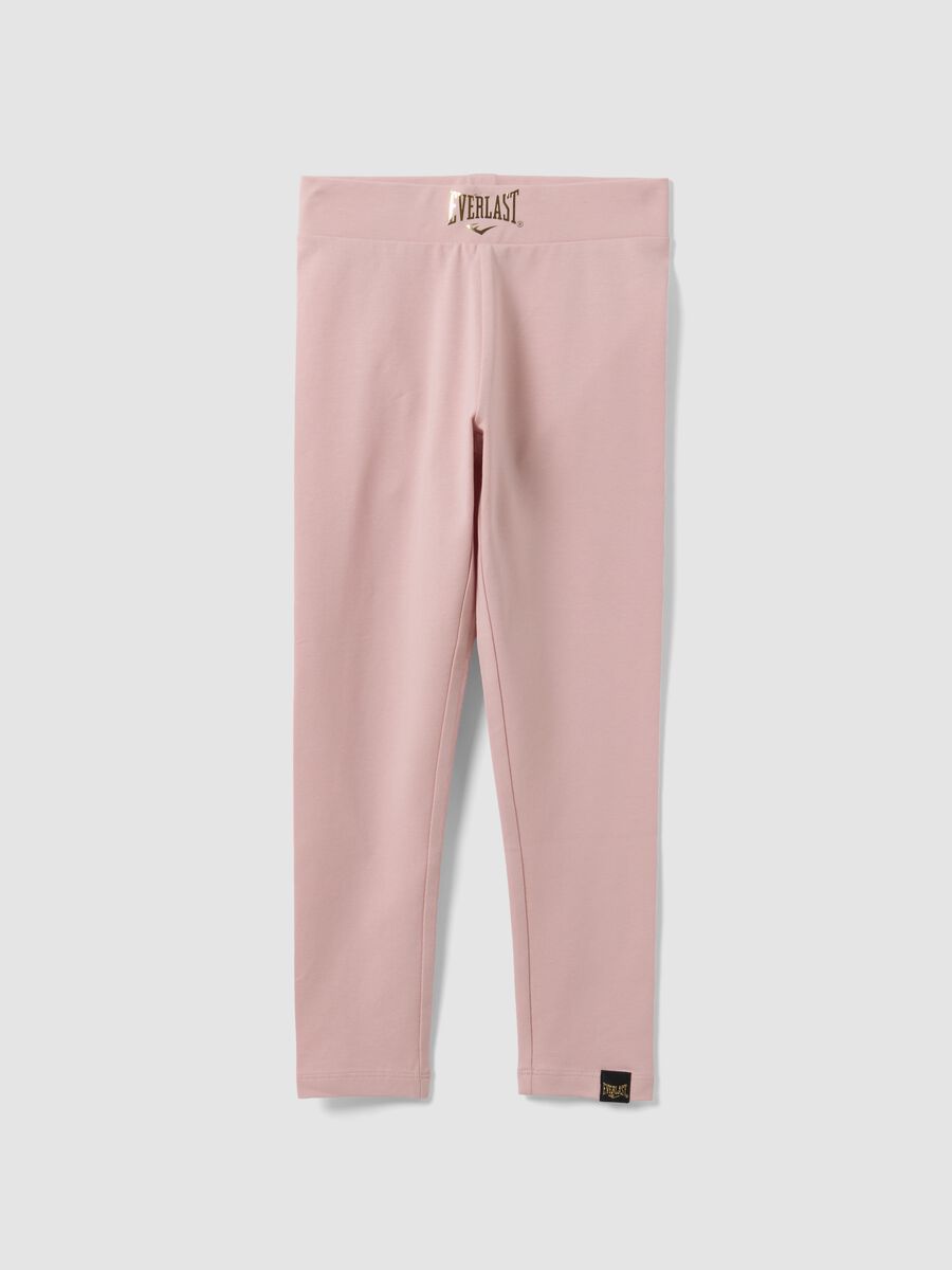 Leggings rosa in cotone elasticizzato regular fit per bambina_0